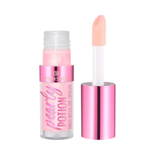 ESSENCE Multireflectivo pearly potion Brillo de labios tono melocotón dorado.
