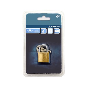 Imagen de Candado con cuerpo de latón de 20 milímetros, arco corto y nivel de seguridad básico ARREGUI.