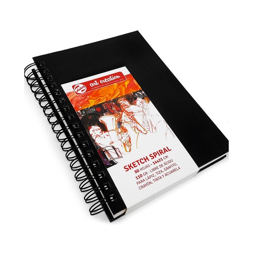 Cuaderno bloc espiral 80 hojas, pasta negra, ART CREATION.