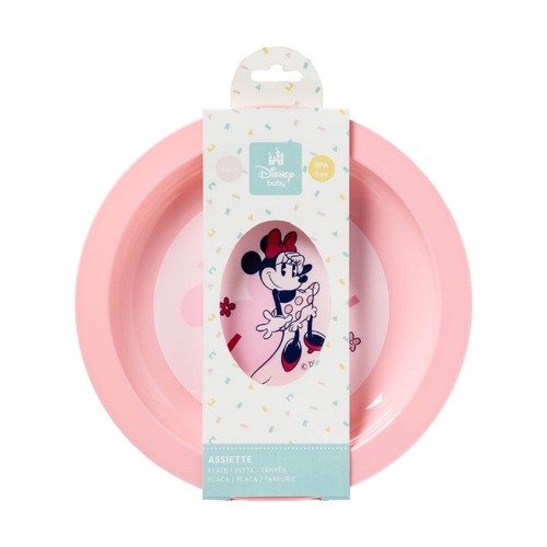Plato plano de confetis rosa, MINNIE MOUSE.