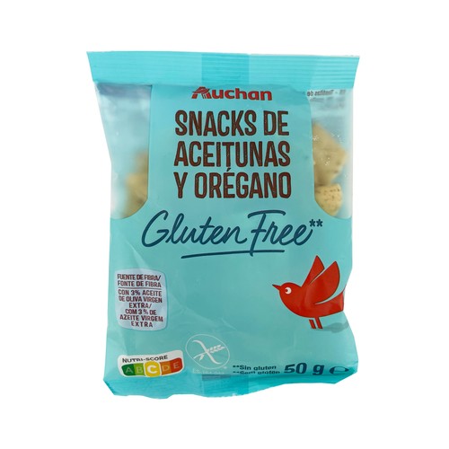 Snacks de aceitunas y orégano con aceite de oliva, sin gluten PRODUCTO ALCAMPO 50 g.