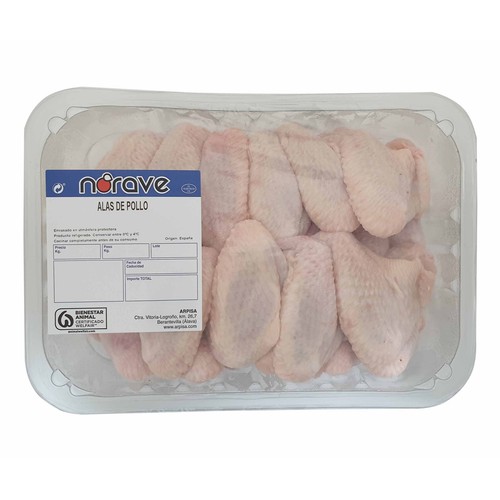NORAVE Alitas de pollo blanco Bandeja.