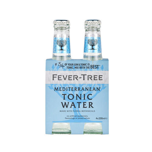 Tónica premium FEVER TREE MEDITERRANEAN botella de  20 centilitros pack de 4 uds.