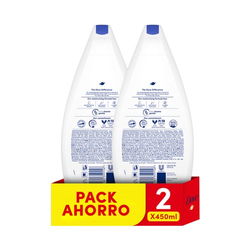 DOVE Gel para baño o ducha con acción hidratación profunda 2 x 450 ml.