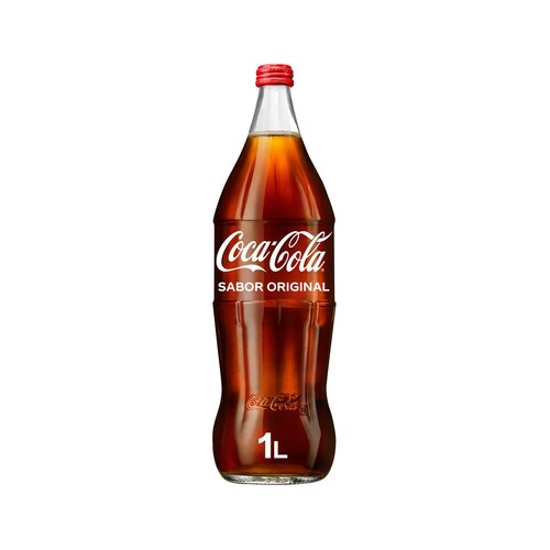 COCA COLA Refresco de cola sabor original botella vidrio 1 l.