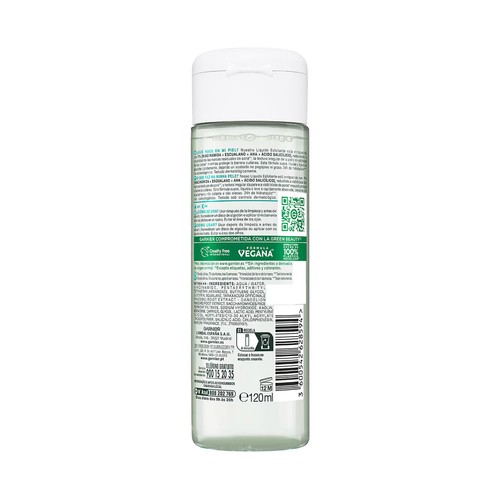 GARNIER Pure active salicylic Exfoliante líquido, apto para pieles sensibles 120 ml.