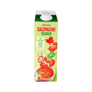 Imagen de AUCHAN Gazpacho suave con aceite de oliva virgen extra 1 l. Producto Alcampo