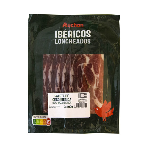 Paleta de cebo ibérica (50% raza ibérica), cortada en lonchas PRODUCTO ALCAMPO 100 g.