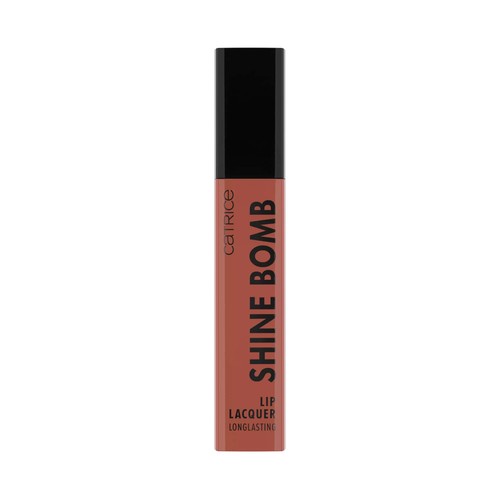CATRICE Shine bomb tono 070 Hottie Barra de labios líquida brillante de larga duración y acabado nude.