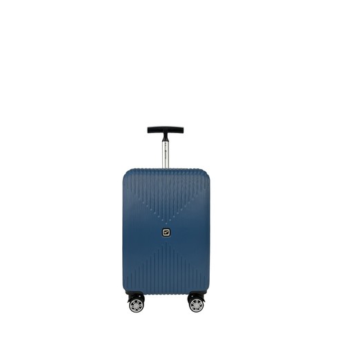 Maleta de cabina rígida de color azul de 55 cm y 8 ruedas, AIRPORT ALCAMPO Frequency.
