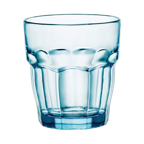 Vaso de vidrio azul Rock Bar con diseño en relieve, 0,27 litros, PASABAHCE.