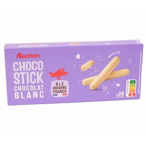 PRODUCTO ALCAMPO Galletas con forma de palitos cubiertas de chocolate blanco 150 g.