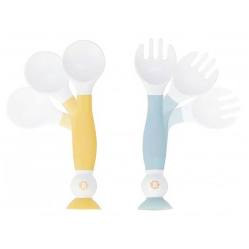 Set de cubiertos ergonómicos de aprendizaje (cuchara y tenedor) para niños, BADABULLE.