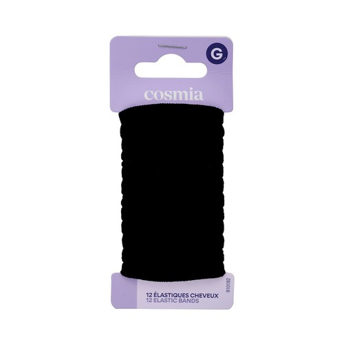 COSMIA Gomas elásticas de tamaño medio y color negro 12 uds.