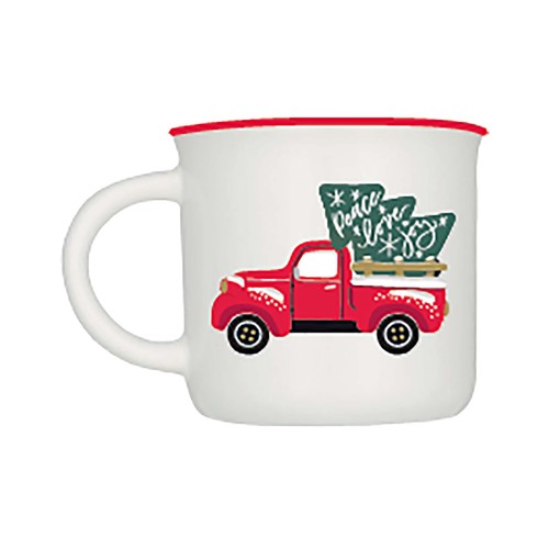 Taza mug de loza decorada con árbol de navidad, 37 cl de capacidad, ACTUEL.