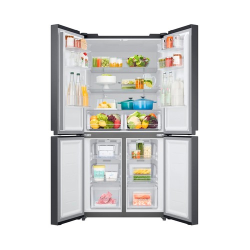 Frigorífico americano 4 puertas 179,3cm SAMSUNG RF48A400E Inox, NO FROST, clasificación energética: E, H: 179,3cm, A: 83,3cm, F: 74cm, capacidad total: 488L.