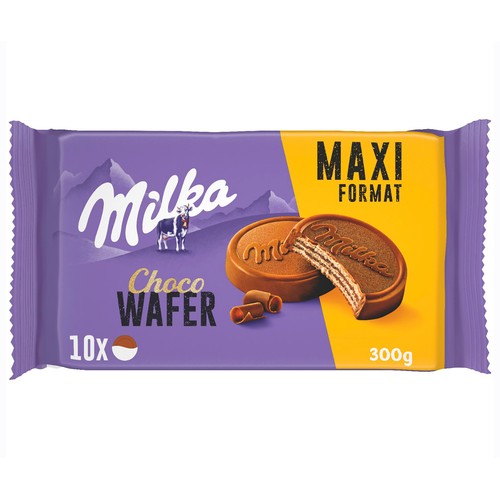 MILKA Chocowafer galletas Barquillo con Relleno de Cacao y Cubierto de Chocolate con Leche de los Alpes 300 g.