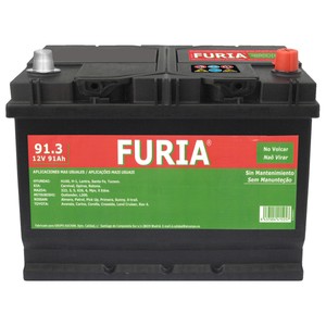 Imagen de Batería de coche 91Ah, arranque 800A, 12V, L: 30,6cm, A: 17,3cm, H: 22,5cm, FURIA.