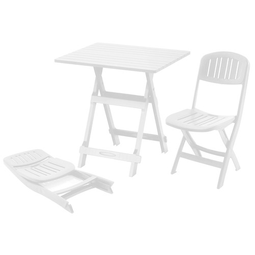Set de mesa y 2 sillas plegables Bali, color blanco, PLASTICOS JOLUCE
