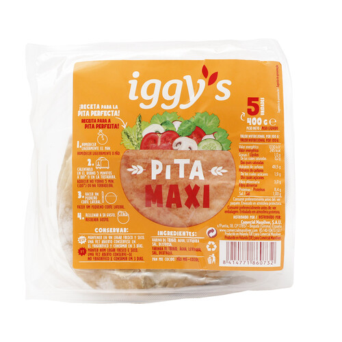 IGGY'S Pan pita de trigo maxi 5 uds. 400 g.