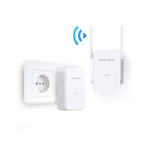 Kit Extensor Powerline WiFi MERCUSYS MP510 KIT, AV1000, Wifi N300, puerto gigabit.