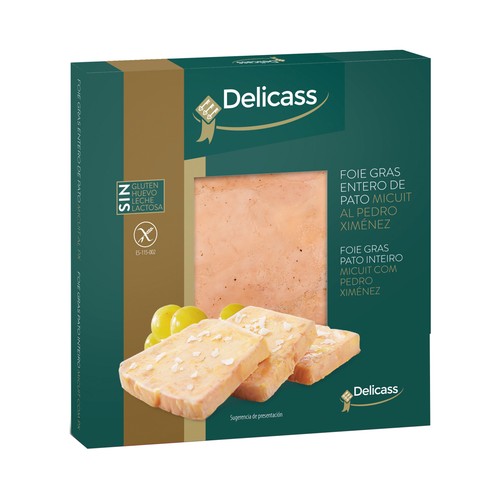 DELICASS Foie gras entero de pato micuit al Pedro Ximénez 80 g.