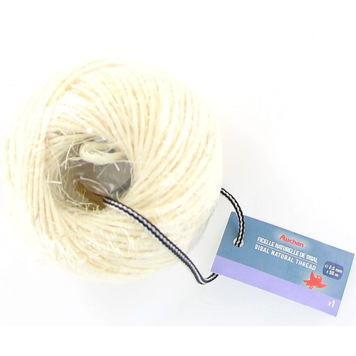 Cuerda sisal con 2 cabos, 2,5 mm x55 m, ALCAMPO.
