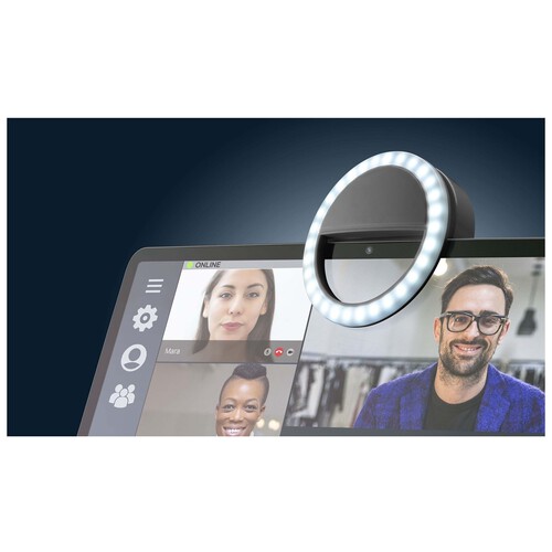 Aro de luz para selfies CELLULAR LINE SELFIERINGPOCKETK, 3 modos de iluminación, fijación por clip, batería recargable.