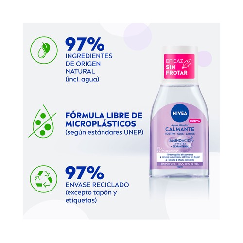NIVEA Aminoacid complex Agua micelar desmaquilladora de rostro y ojos, para todo tipo de pieles 100 ml.