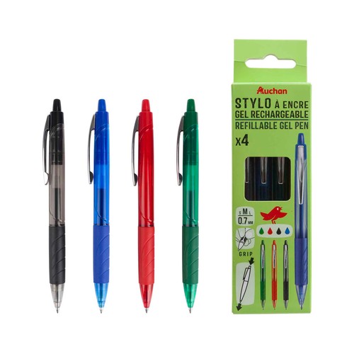 4 Bolígrafos Retractil Tinta Gel Colores Clasicos ALCAMPO