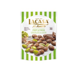 Imagen de LACASA Mi Momento Pistachos cubiertos con chocolate con leche 100 g.