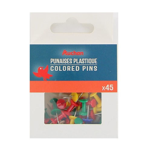 Chinchetas de 10 mm, 45 unidades, colores surtidos, ALCAMPO.