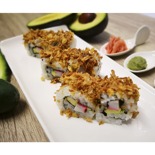 Plato preparado de sushi con surimi y cebolla crujiente SUSHI GOURMET 3 uds.