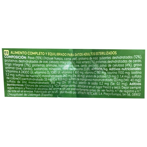 ULTIMA Alimento de gato seco bolas de pelo con sabor a pavo 2,5kg