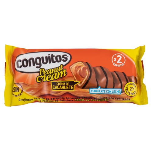 CONGUITOS Barrita duo de crema de cacahuete 46 g.