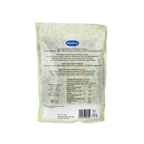 MEDINA Edamame tostada (mezcla de granos de soja tostada y salada) MEDINA 100 g.