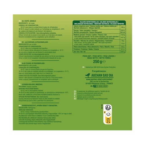 AUCHAN Ajo cortado ultracongelado 250 g Producto Alcampo.
