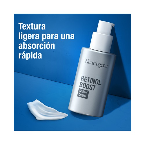 NEUTRÓGENA Retinol boost Crema facial hidratante anti-edad, con retinol puro y ácido Hialurónico 50 ml.