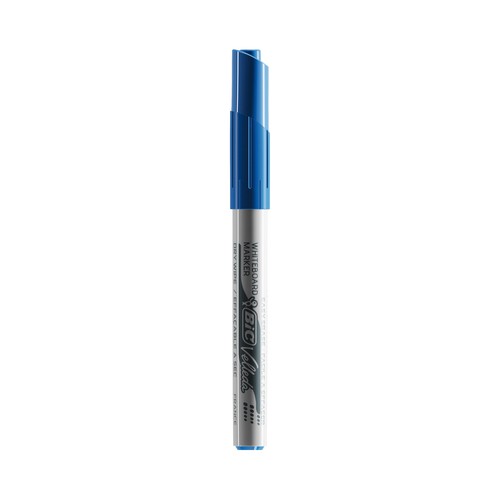 Pack de 8 marcadores para pizarra blanca con tinta a base de acetona. Punta cónica resistente de 1,4 mm. BIC.