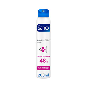 SANEX Desodorante en spray para mujer con protección antitranspirante hasta 48h y anti-irritación SANEX Biomeprotect dermo 200 ml.