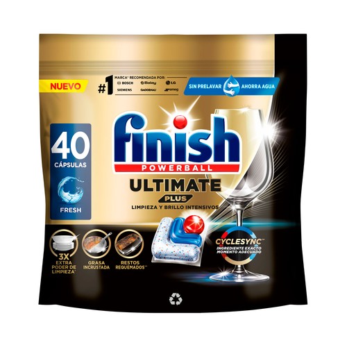 FINISH Capsulas lavavajillas máquina ultimate plus regular 40 uds 452g