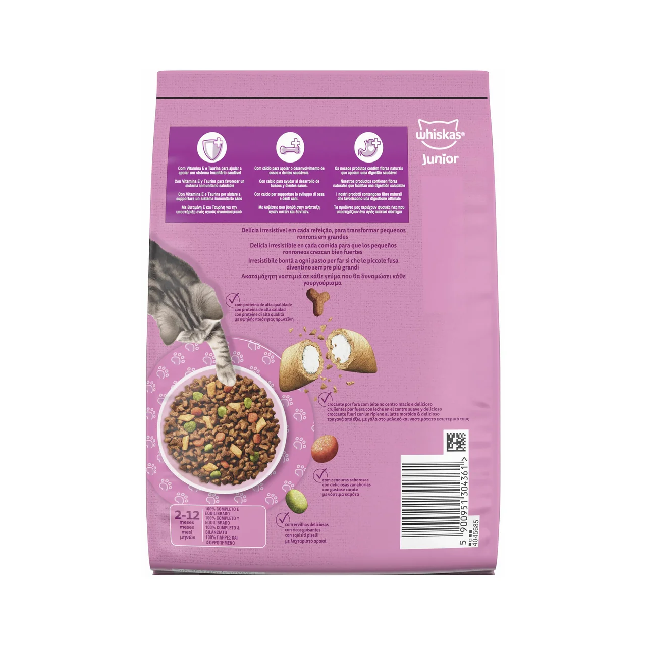 WHISKAS Alimento de gato seco junior con sabor a pollo 800g