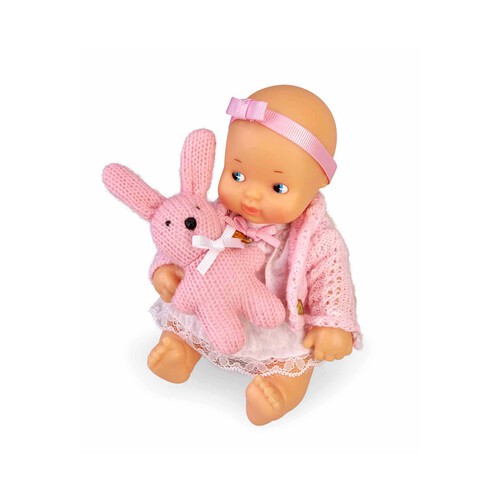 Set de muñeco bebé con ropita y osito de color rosa, BARRIGUITAS.