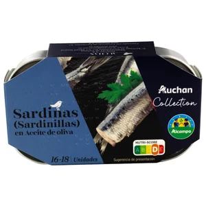 AUCHAN COLLECTION Sardinillas en aceite de oliva (16 - 18 uds) 81 g.