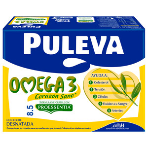 Imagen de PULEVA Omega 3  Preparado lacteo desnatado, enriquecido con ácido oleico y Omega 3 6 x 1l.