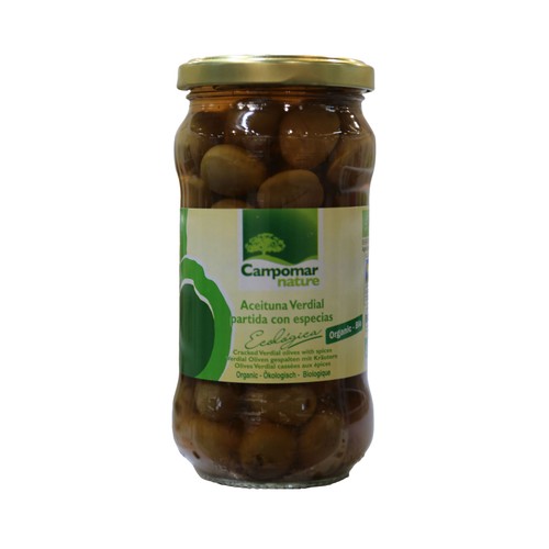 CAMPOMAR NATURE Aceituna Verdial ecológicas partida con especias 200 g.