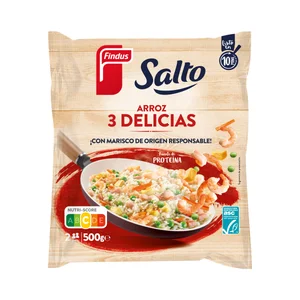 SALTO de Findus Arroz tres delicias con marisco MSC y surimi ASC 500 g.