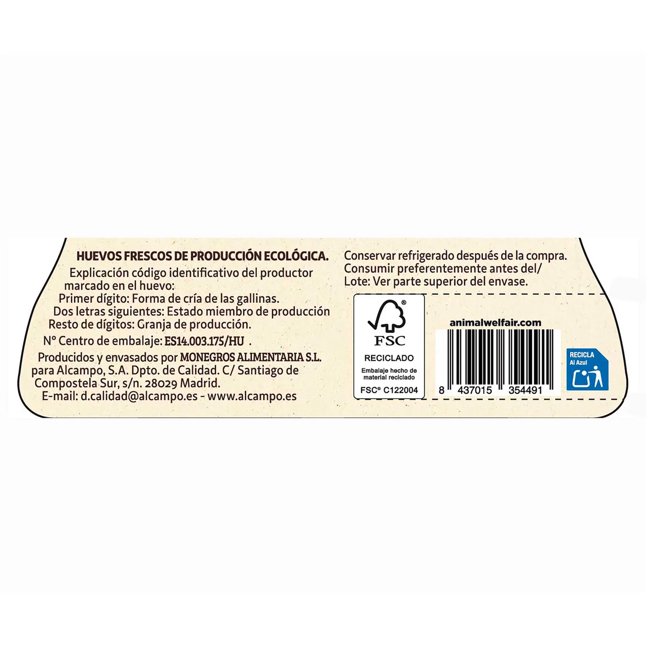 ALCAMPO CULTIVAMOS LO BUENO ECOLÓGICO Huevo L- XL  6 uds.