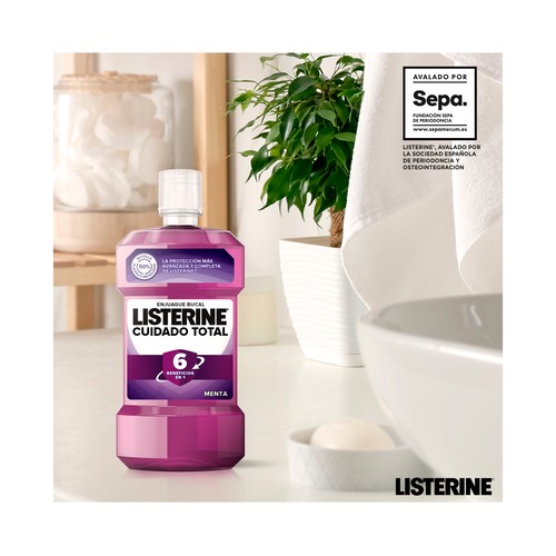 LISTERINE Cuidado total Enjuague bucal de uso diario con sabor a menta  2 x 1 l.