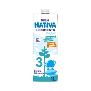 NATIVA Original de Nestlé Leche (4) de crecimiento sin azúcares añadidos, de 12 a 36 meses 1 l.